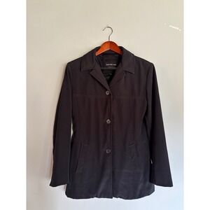 Andrew Marc Black Car Coat Button Front Jacket Womens‎ S